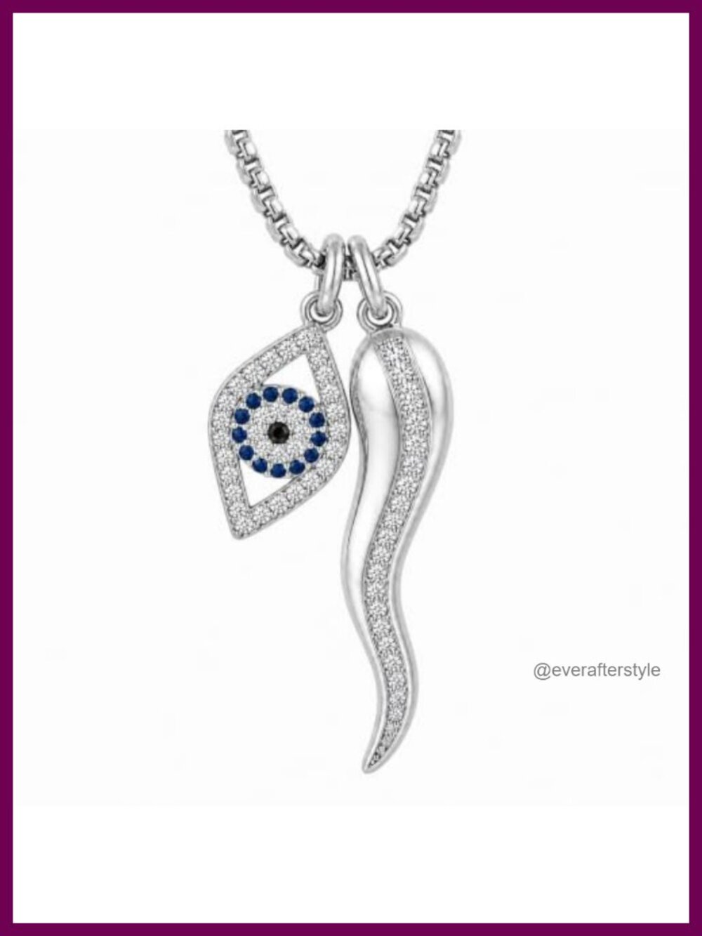 Lucky Italian Horn Evil Eye Necklace CZ Pendant Charm Jewelry